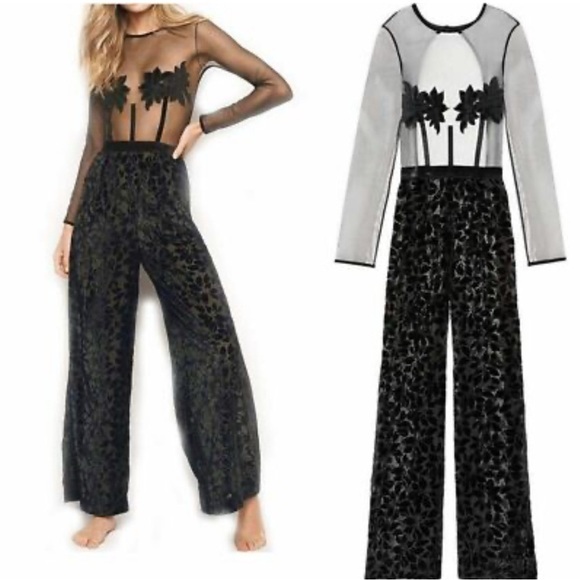 Victoria's Secret Black Sheer Floral Romper - Picture 2 of 10